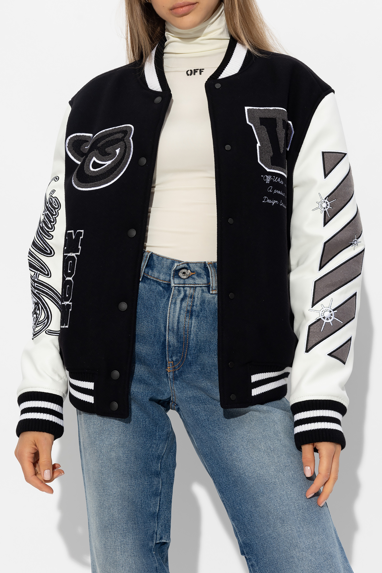 Off white black bomber on sale jacket